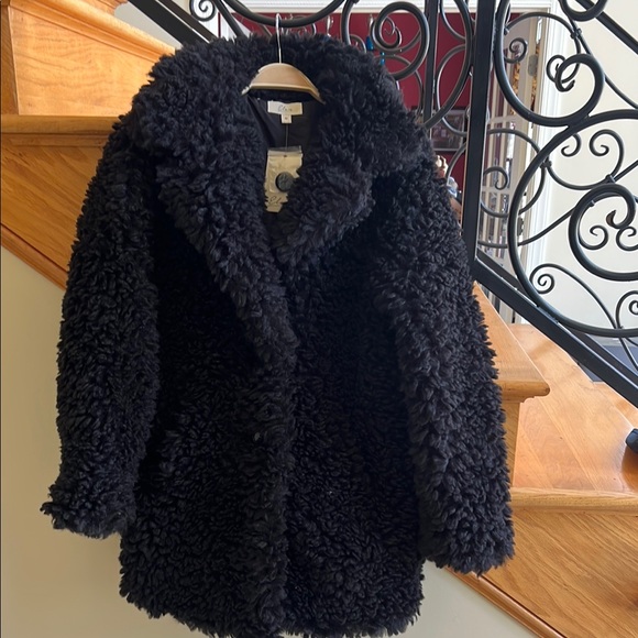 Elan Luxurious Black Faux Fur Coat Size Medium New With Tags